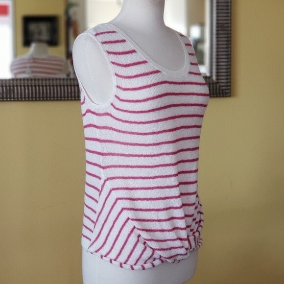 Splendid Striped Twist Hem Knitted Cotton Blend Sleeveless Tank Top Medium Pink - Picture 6 of 10